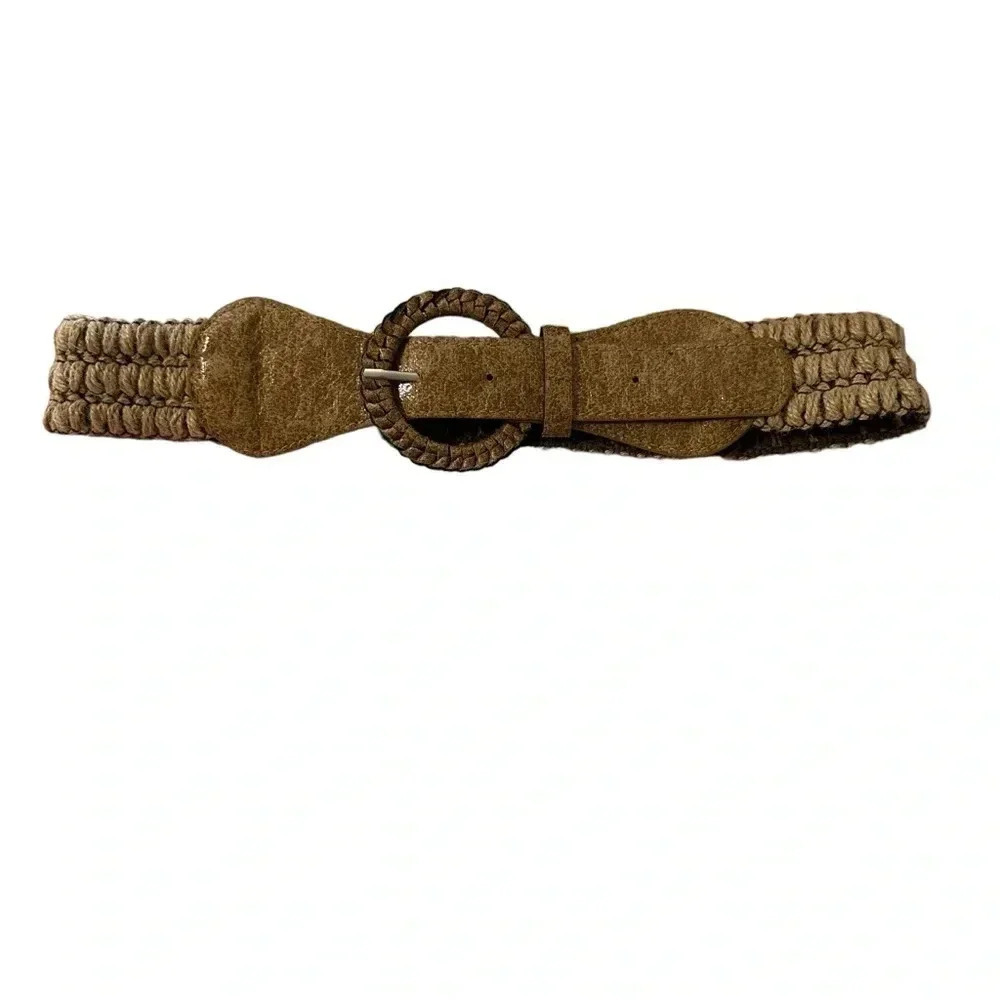 Vintage boho women's stretch brown belt